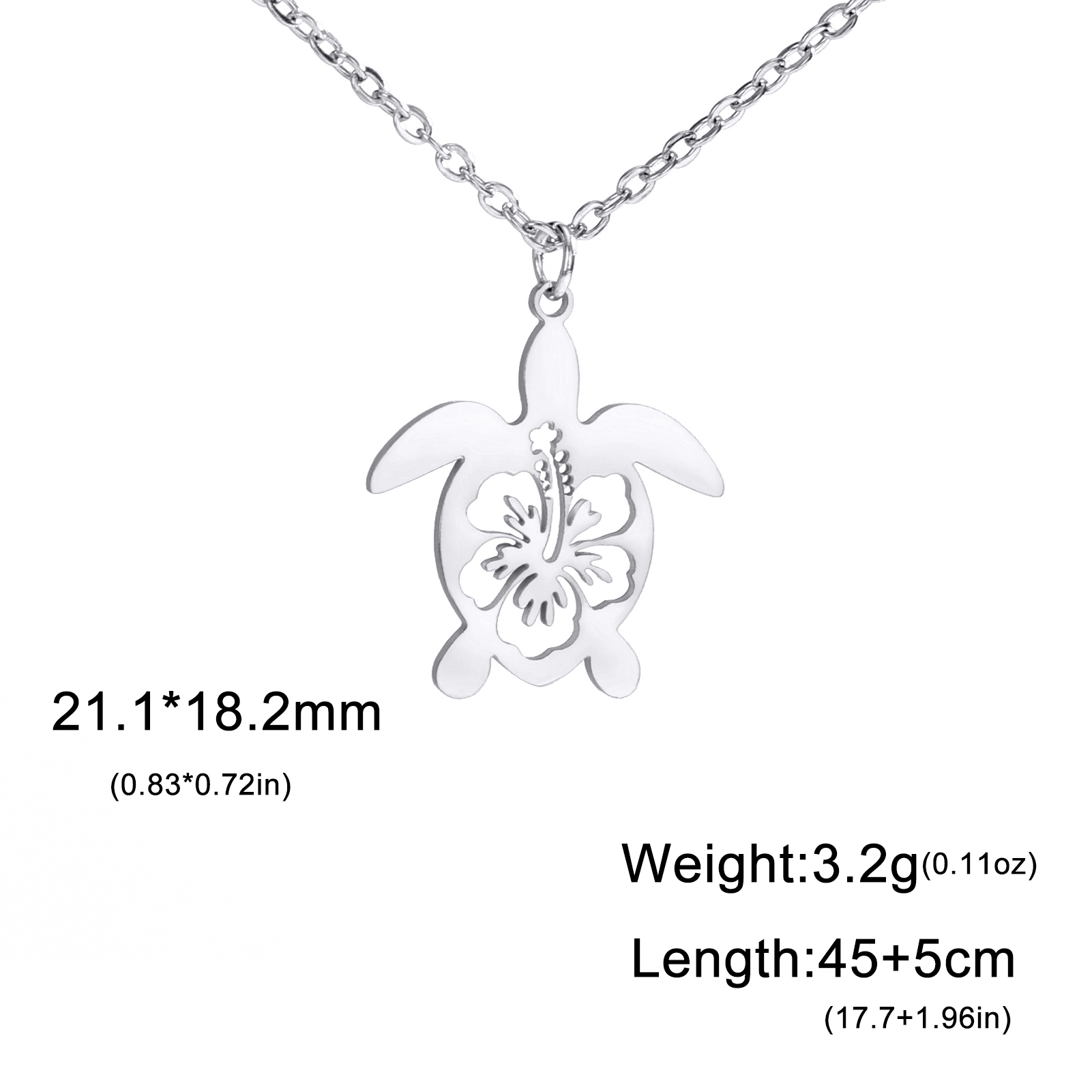 Hollow Flower Pattern Sea Turtle Pendant Necklace Stainless Steel Tortoise Animals Choker Necklace For Women Jewelry: Light Yellow Gold Color