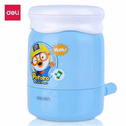 Deli 11158 hand cranked pencil sharpener Student Child pencil sharpner 6.5-8mm OD. pencil sharpener blue pink colors: 11153-Blue