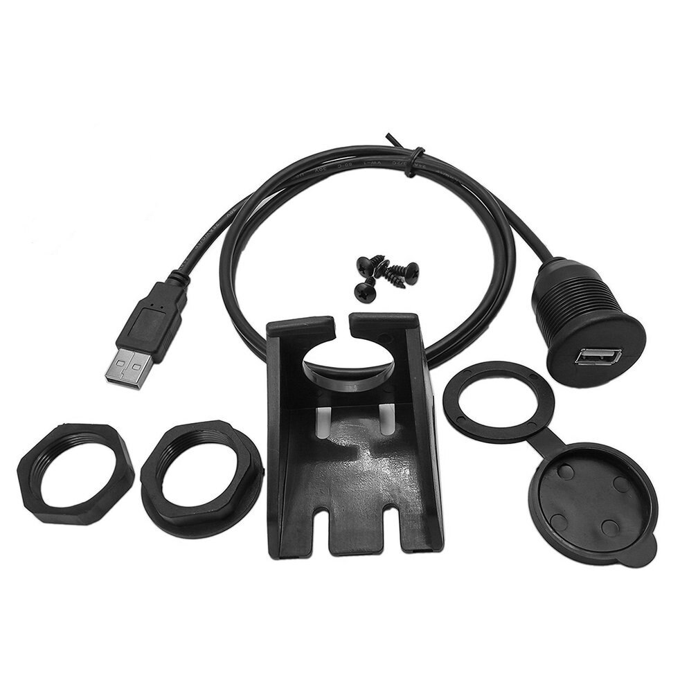 Flush Mount USB 2.0 Dashboard Panel Waterproof Male to Female Cable Car Van Dashboard Lead Panel Data Cord for Motorcycle Boat