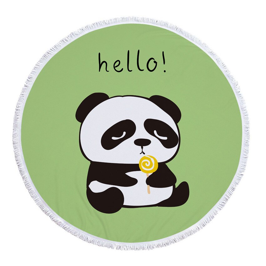 Summer Circle Thick Microfiber Round Beach Towel Shower Bath Towels Cartoon Panda Print Bohemian Cute serviette de plage ronde: Panda 7