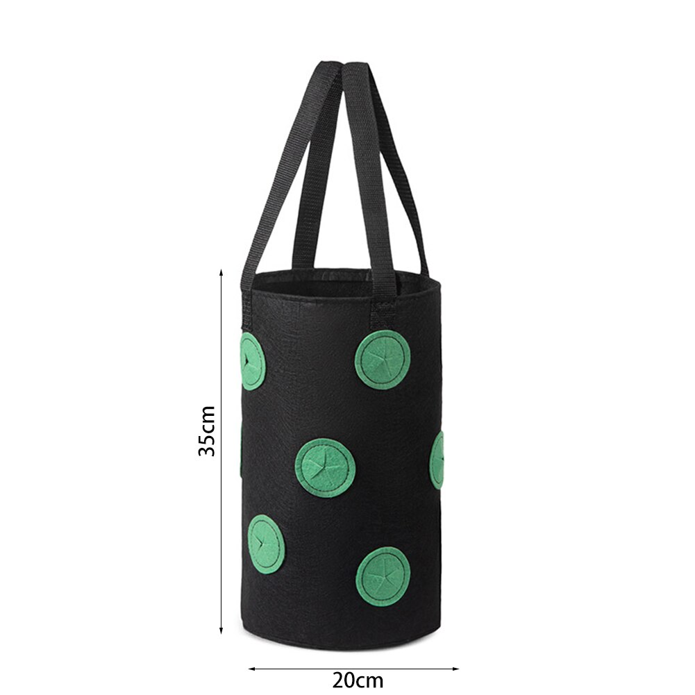Maceta colgante de fieltro de 3 galones, bolsas de cultivo de jardín con bolsillos de exhibición para macetas de verduras de jardín al aire libre, suministros: Negro