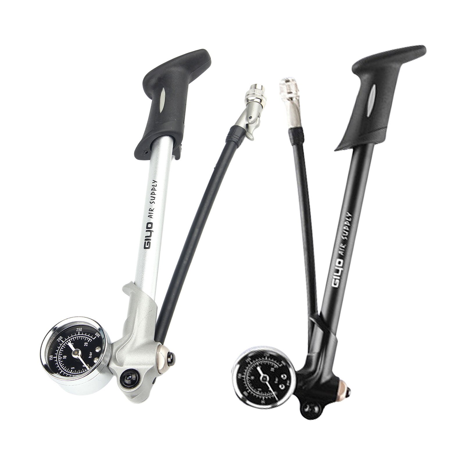 High Pressure Shock Pump, No Air Loss Nozzle [300PSI] MTB Bike Shock Pump for Fork &amp; Rear with Gauge &amp; Schrader Valves Adapter