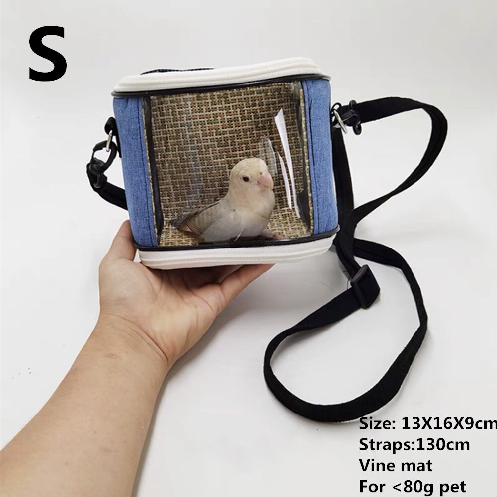 Cage de Transport d&#39;oiseaux de compagnie, sac de voyage Portable pour petits animaux, Transport de perroquets, écureuil léger et respirant, accessoires pour animaux de compagnie: Blue vine S