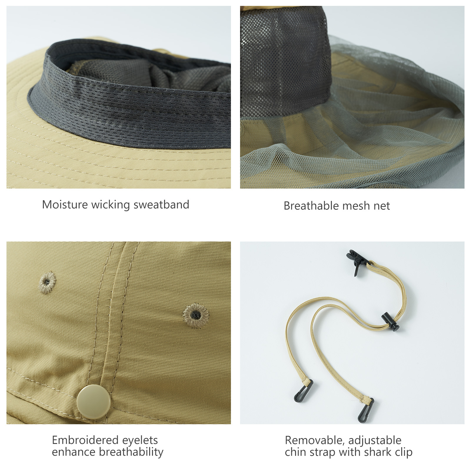 Bassdash UPF 50+ komar słońce kapelusz z ukrytą siatką na głowę i klapką na szyję dla mężczyzn i kobiet Wędkarstwo na świeżym powietrzu Piesze wycieczki Kemping