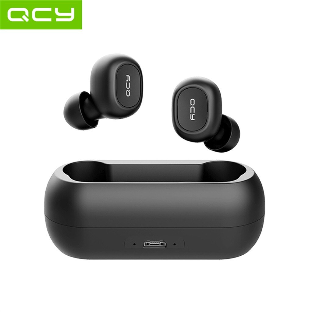 Qcy-t1c Tws-Bluetooth Headset Mini 3d Stereo Quick Pairing Noise Reduction Wireless Headset Earphones Wireless Earbuds With Box: Black