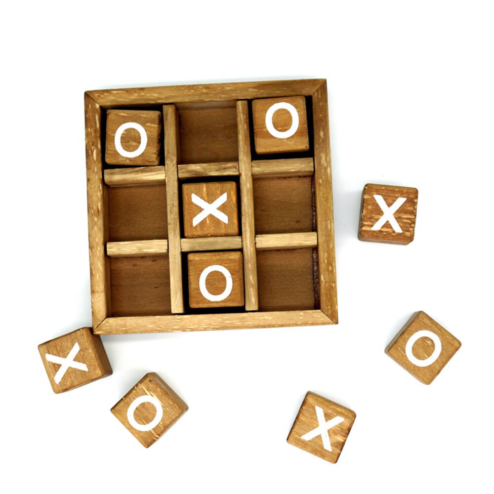 1set Wooden Parent-Child Interaction Developing Intelligent Puzzle Game XO Chess Puzzles Noughts And Crosses Game Board