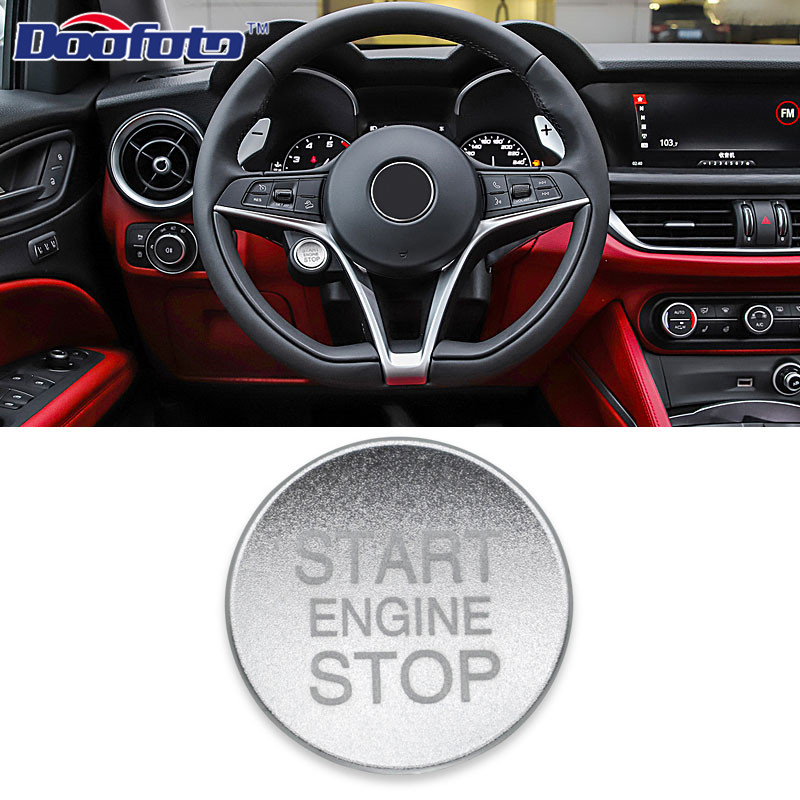 Doofo-pegatinas de para coche, carcasa de botón de arranque del motor para Alfa Romeo Giulietta Stelvio 159 Giulia, accesorios para coche: Button Cover Siver