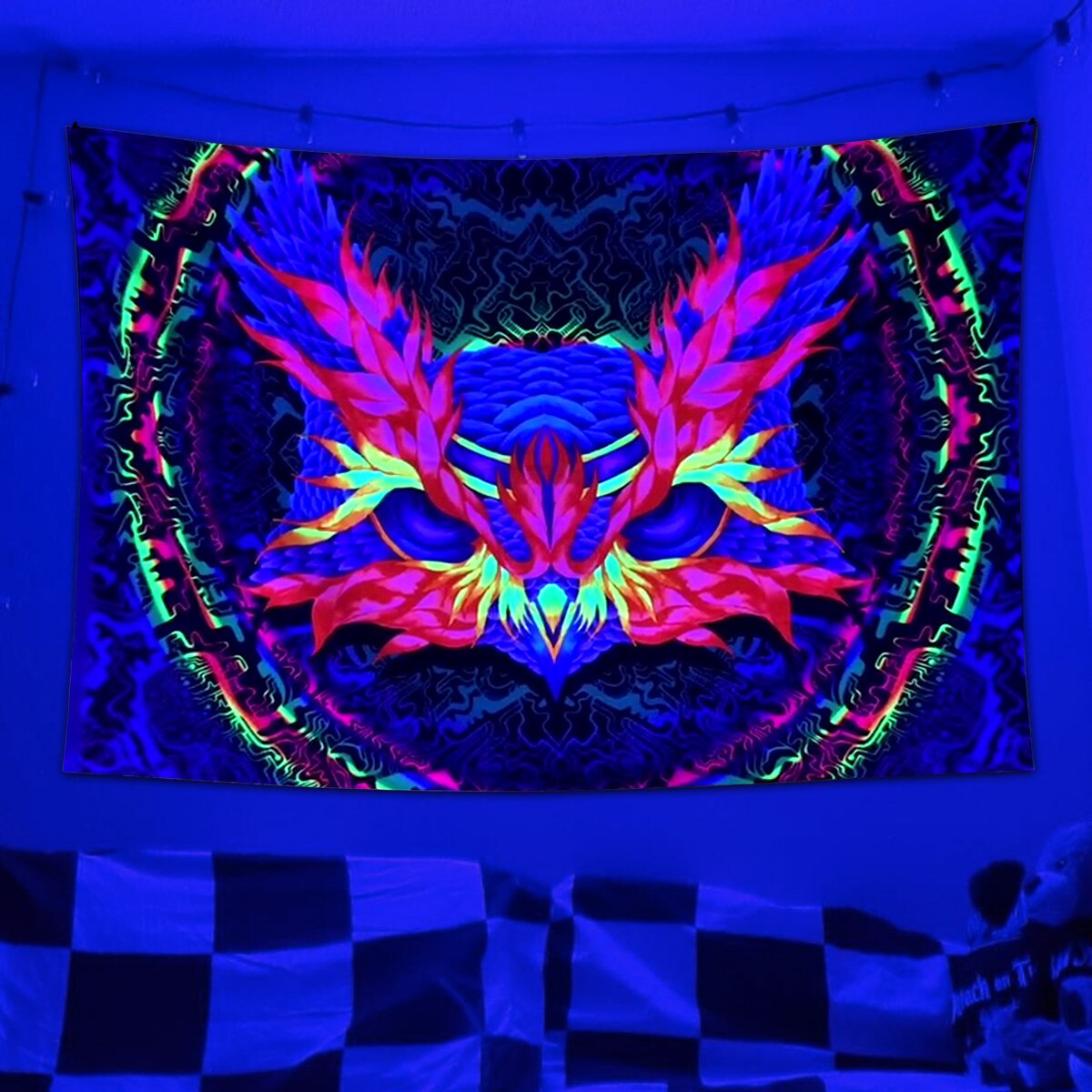 Tenture UV Black Light Psychedelique Anahart - Art Fluorescent Pour Déco Murale