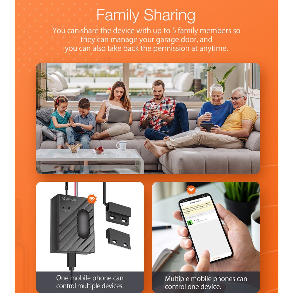 Garage Tür Schalter Clever Wifi Kontrolle Sicherheit Intelligenz Tür Schalter AUF/aus Sensor Arbeit mit Digoo Leben App/tuya Clever App