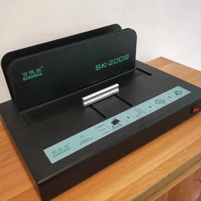 Elektryczna bindownica na gorące klej 220V, mała bindownica na klej, automatyczna bindownica na gorące klej robić węży i pasków klejowych, ręczna bindownica robić voucherów biurowych.: zielone światło