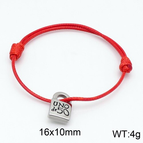 Women Men Silver Color Gold Stainless Steel key UNO de 50 Lock Black Red Brown Pink Rope Bracelet Jewelry