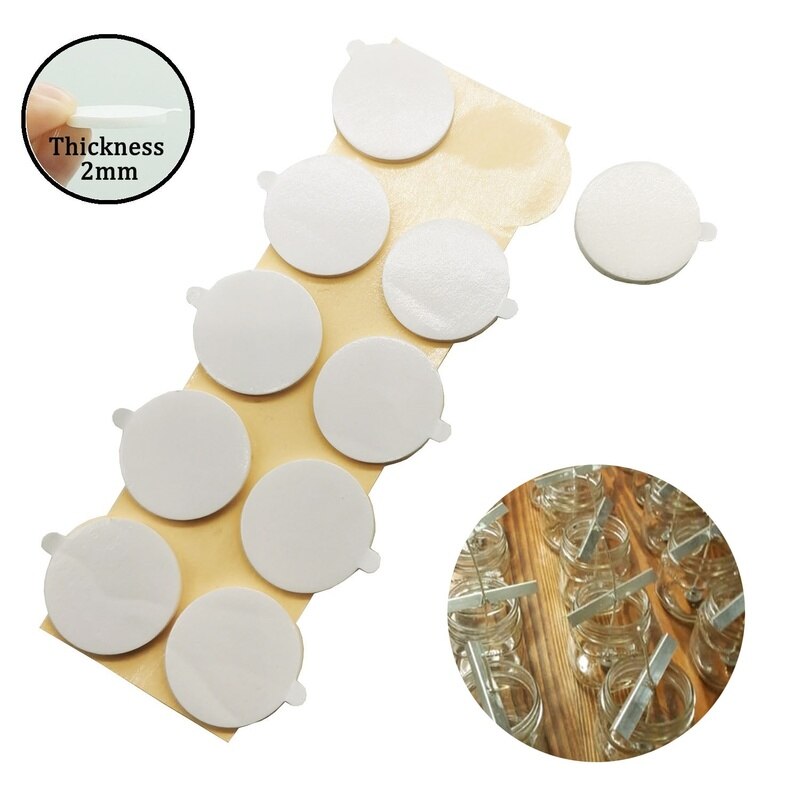 MILIVIXAY 200Pcs Candle Wicks Stickers Diameter 2cm Thickness 2mm Double-sided Adhesive Stickers for Homemade Candle Supplies