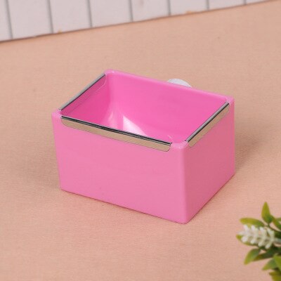 Pet Rabbit Cage Feeder Rectangular Plastic Feeding Trough Fixed In Cage For Chinchilla Food Basin Metal Edge Rabbit Accessories: Pink