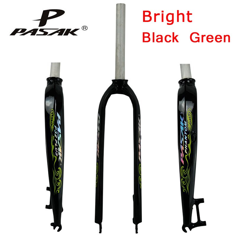 PASAK Vélo Dur Fourche 26 "27.5" 29 "en aluminium montagne vtt vélo vélo de route fourche rigide P32 modèle De Frein À Disque Composant: Bright Black Green