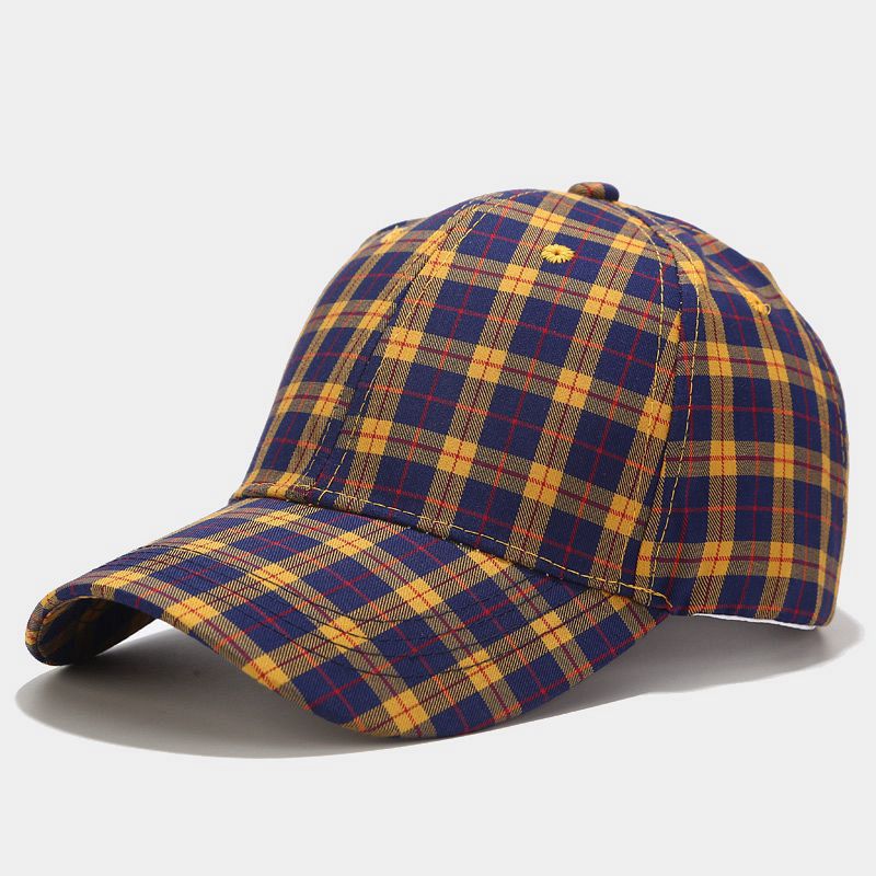 Unisex Hat Women Summer Korean Student Plaid Baseball Cap Simple and Versatile Casual Cap Men Sun Hat: Yellow