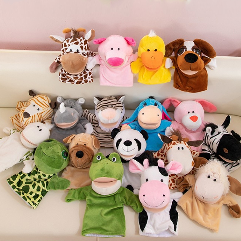 Burattini da dito a mano Giocattolo di peluche di cartone animato Fornitura per feste Raccolta di famiglia Giocattolo preferito leone Pecora Anatra Giraffa Regali per bambini