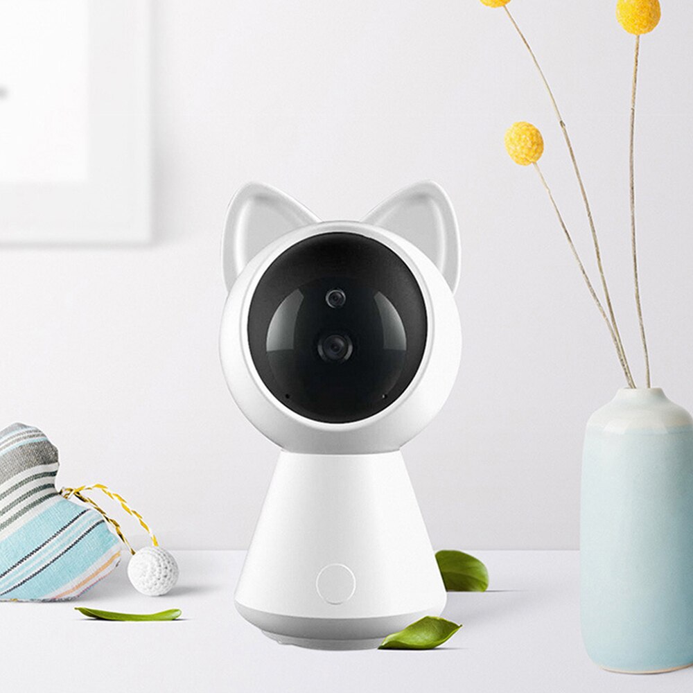 Trådløst kamera wifi fjernbetjening hjem intelligent netværk hd overvågningskamera babymonitor: Hvid