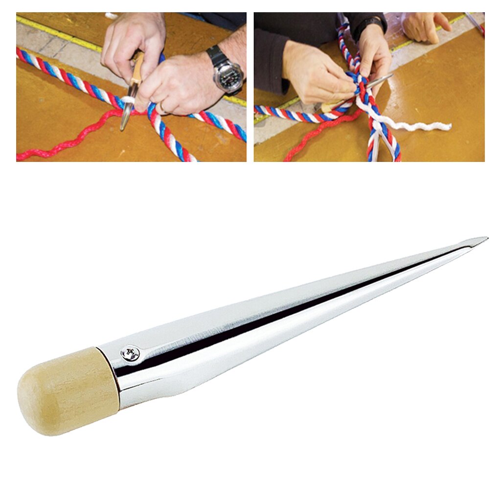 Morskie narzędzie robić łączenia ze stali nierdzewnej FID kolec robić produkcji lin, rękojeść z drewna: 380mm