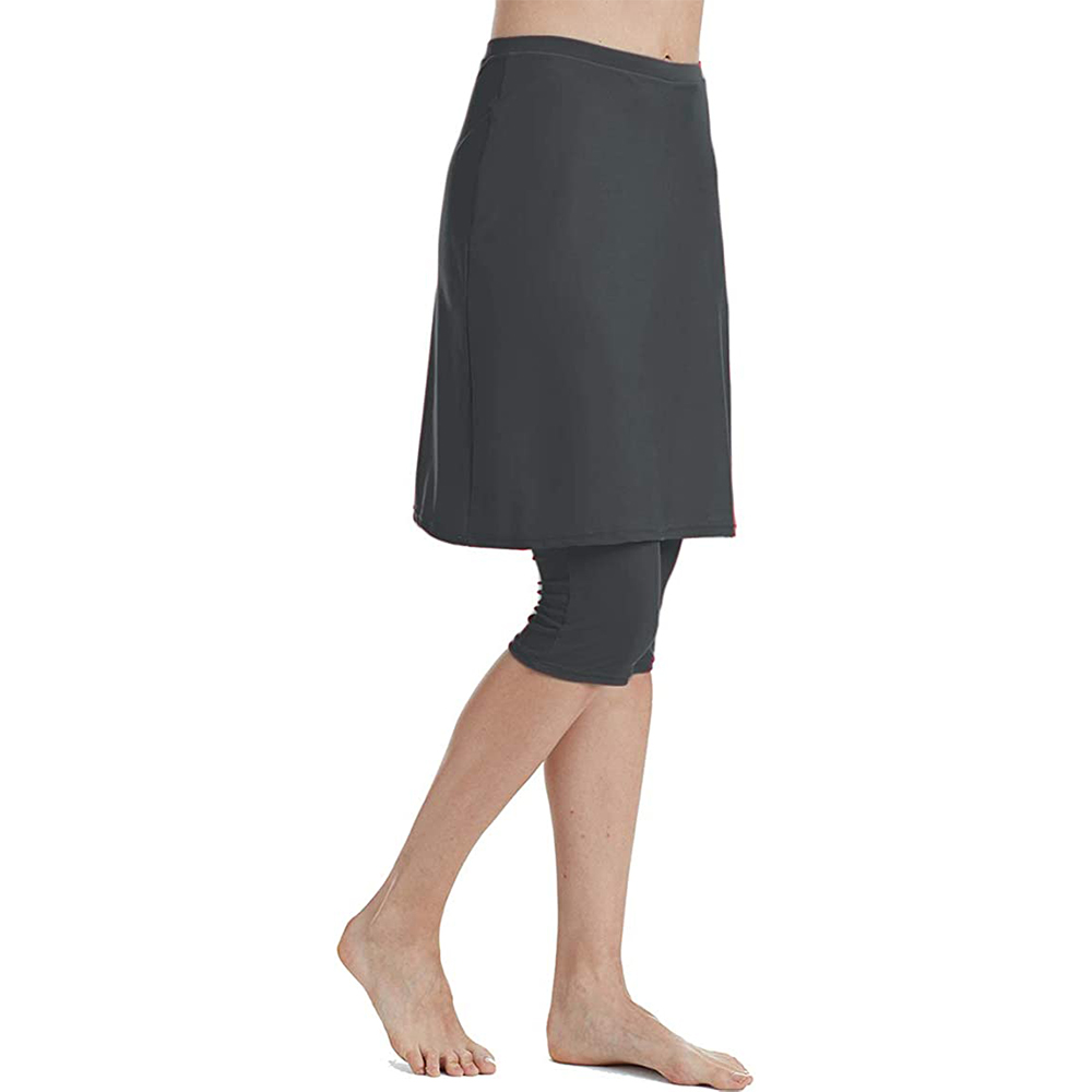 Women's capris leggings energetic skirt swimsuit sunscreen skirt (Gray)