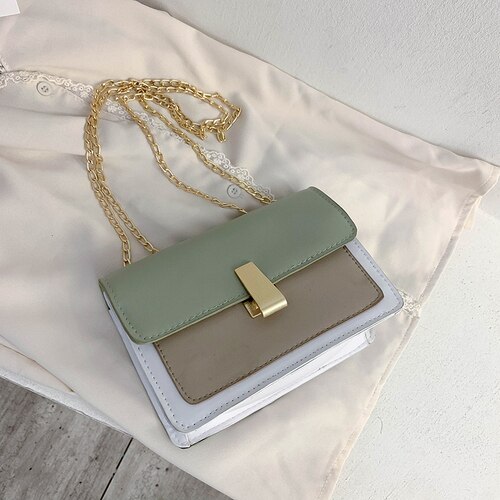 Eenvoudige damestas met klep, klein vierkant pakket, pu crossbody tas, schoudertas, messengertas, handtas: Groente