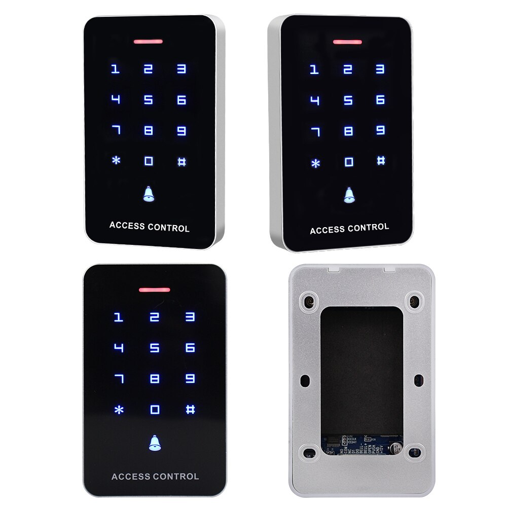 125KHz DC12V Access Control Keypad RFID Keyboard Card Reader Touch Panel +10pcs EM4100 Keyfobs Keychains for Door Locks System