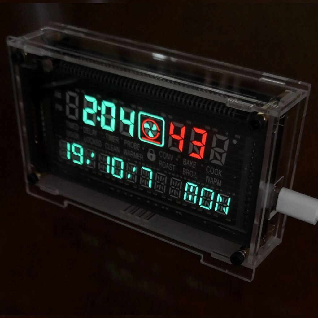 Vfd Klok Vacuum Fluorescent Display Twee-Kleur Vfd Screen 5V Voeding Tijd Geheugen 6 Inches