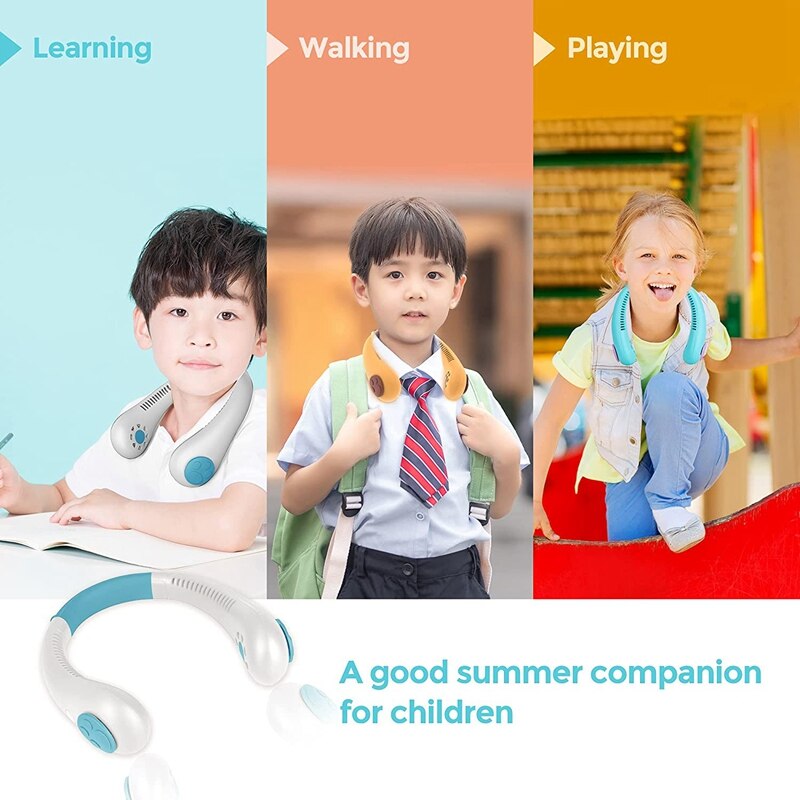 Tragbarer nackenventilator für kinder, blattloser ventilator, usb-wiederaufladbar, batteriebetrieben, hängender mini-ventilator, blattloser ventilator