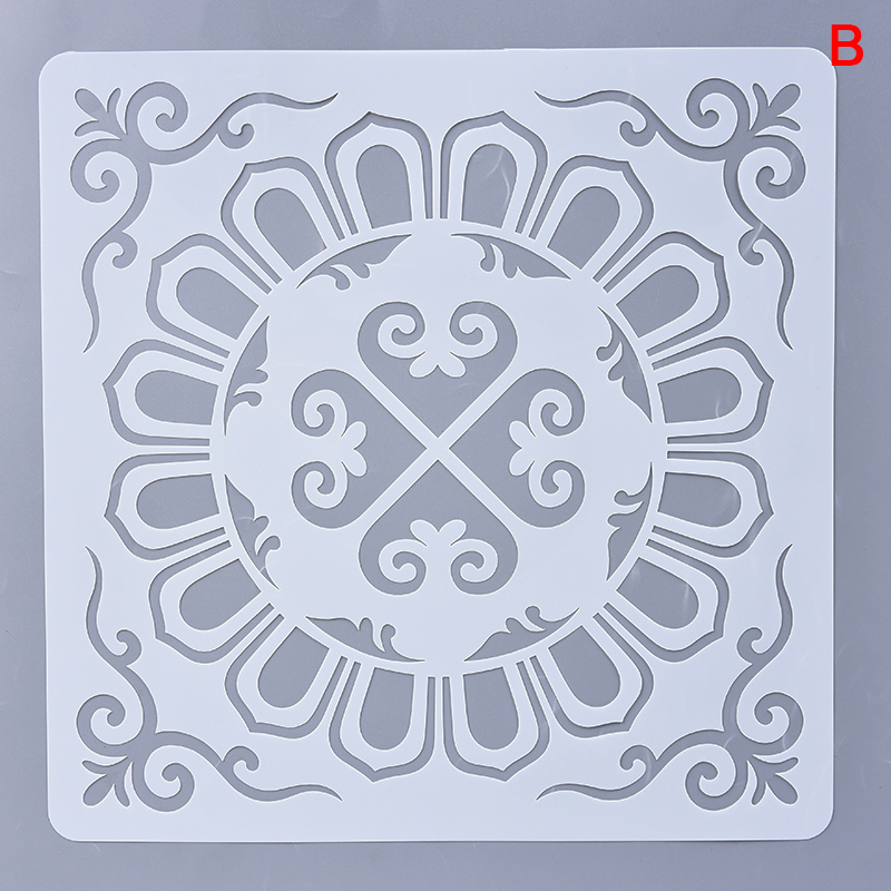 Mandala Lotus Schablone Malerei Geometrie Boden Zauberstab Dekorative Vorlage DIY Sammelalbum Färbung Präge Album Werkzeug: B