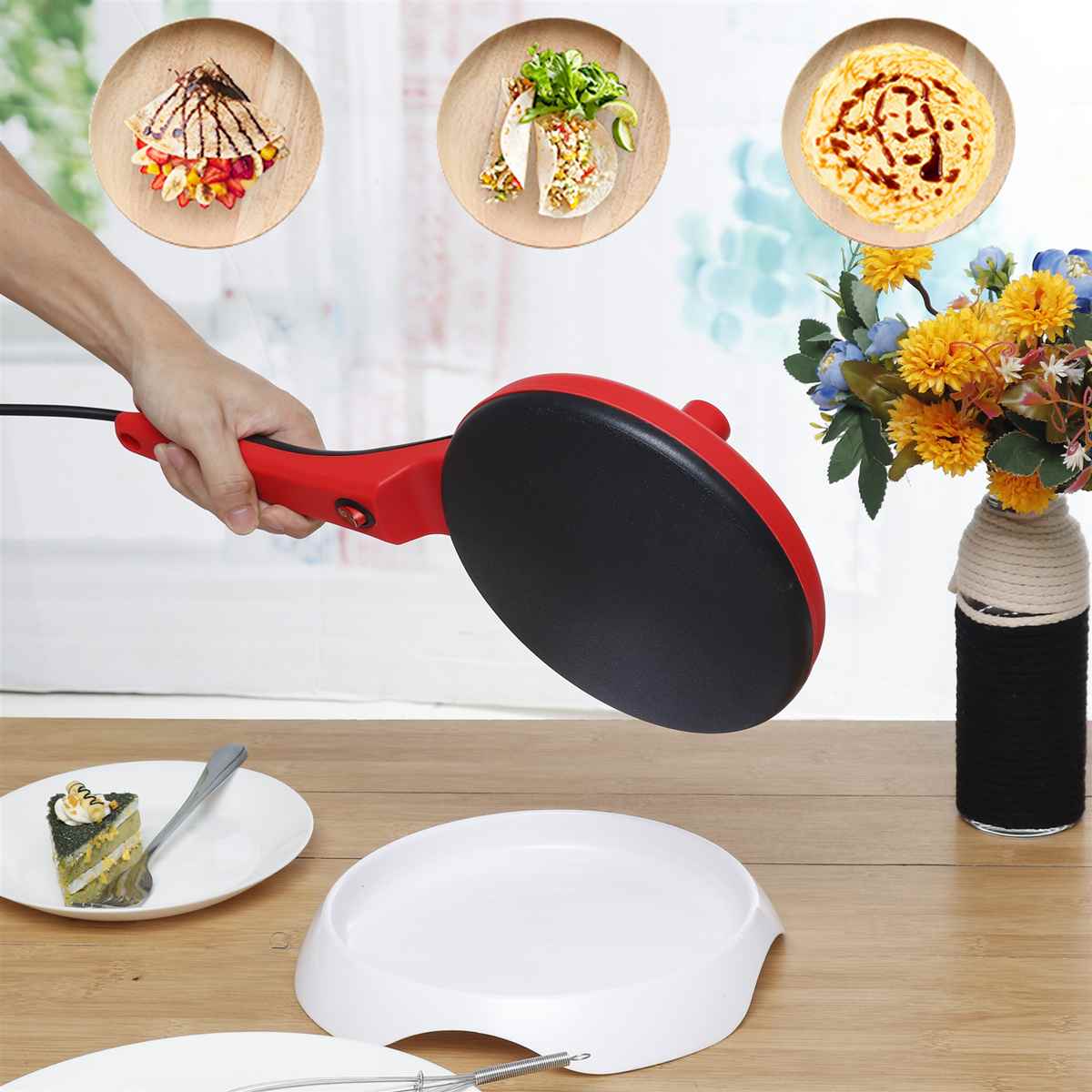 Household Non-Stick Crepe Maker Portable Pan Pie Electric Pancake Cake Machine Frying Griddle Machine Kitchen Baking Tools 220V