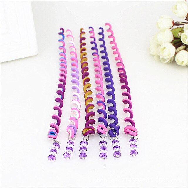 5/6 unids/lote cinta para el pelo para niñas de Color arcoíris bonita banda para el pelo cristal elástico largo bandas para el pelo para Niños Accesorios para el cabello: 6 pcs purple