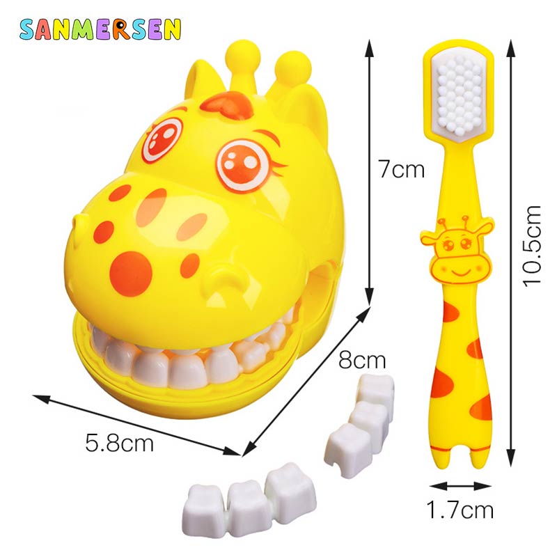 Giraff modellering tandläkare leksaker rollspel set tandborste låtsas lek sjukhus barn leksaker för barn tjejer