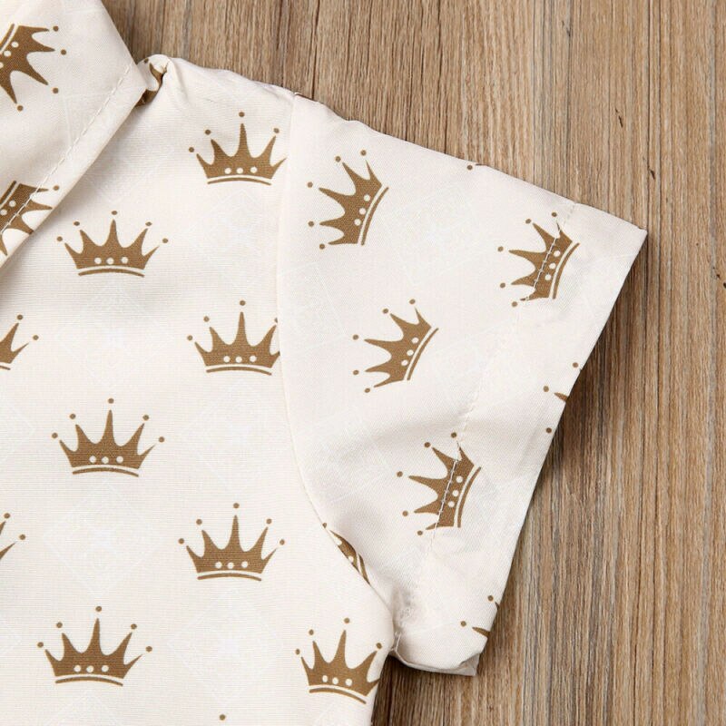 Baby sommer tøj 2 stk småbørn børn baby dreng herre kortærmede t-shirt toppe+bukser shorts krone outfits sæt 1-6t