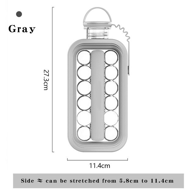 2-in-1 Portable Ice Cubic Maker Kettle Bar Ice Maker Container with Lid for Cocktail Ice Coffee Ice for Cold Drinking Ice Tray: Gray