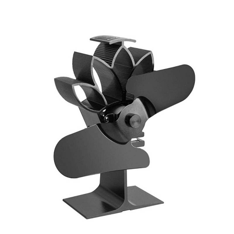 Thermal Power Fireplace Fan Heat Powered Wood Stove Fan for Wood/Log Burner /Fireplace Eco Friendly Two-Leaf Fans Black: Default Title