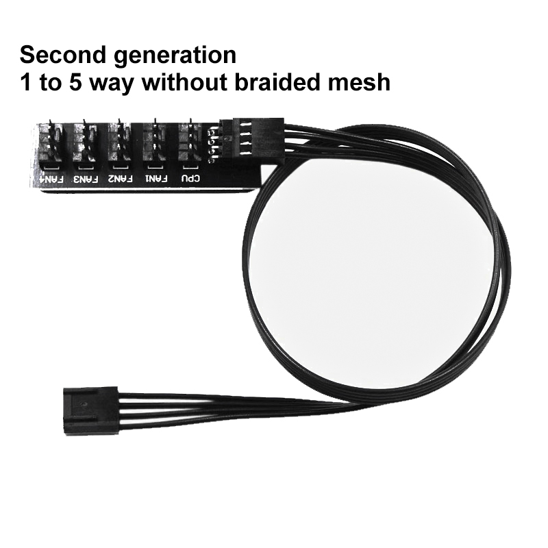 Hub de ventilador PWM de 1 a 5 vías, refrigeración de CPU de PC, Cable de alimentación de ventilador de 4 pines/3 pines, adaptador divisor de concentrador, ventiladores de caja enfriadora de ordenador de escritorio: Oro