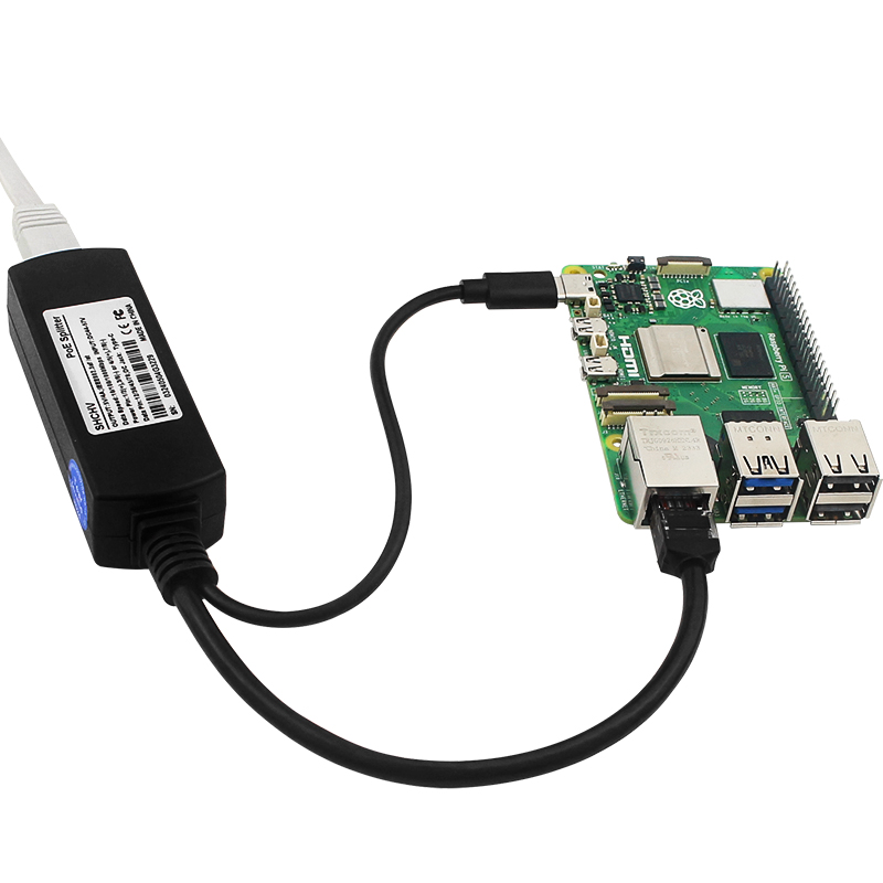 Raspberry pi  pi 5 gigabit poe splitter 5v 3a 10/100/1000 mbps usb type c til poe splitter stik til raspberry pi  pi 5