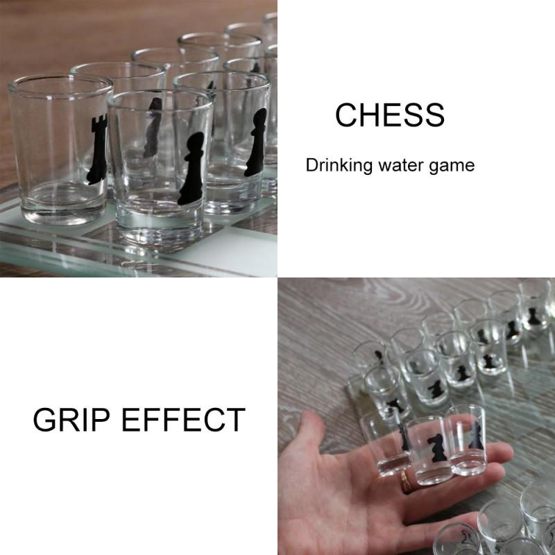 Chess Tac Board Game Drinking Game Set Juegos De Mesa For Party Desk Board Entertainment Game For Friends Hacing Fun Glass Toys