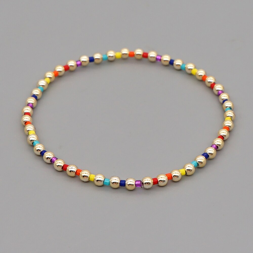 Go2Boho braccialetti arcobaleno Miyuki braccialetto di perline per ragazza amico regalo bohemien 2021 nuovi gioielli perline dorate braccialetto di alta qualità: Default Title