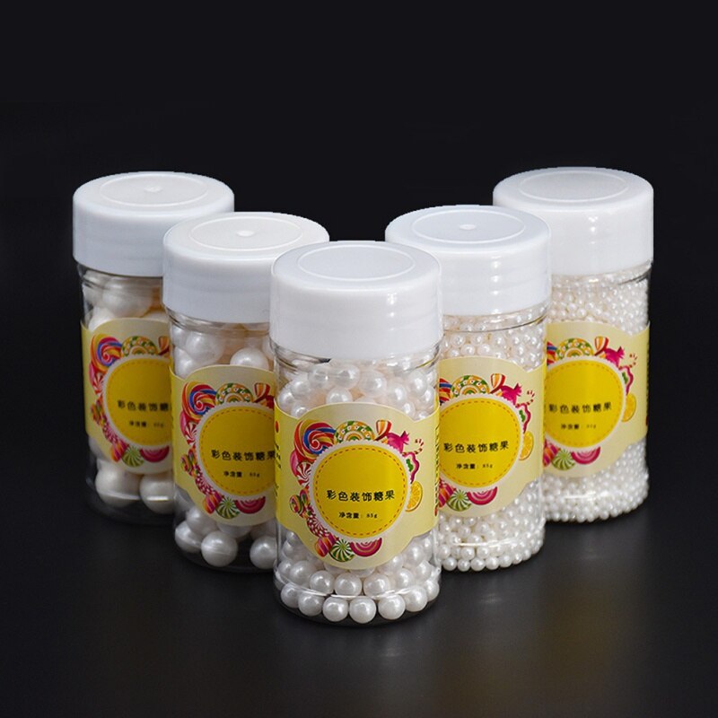 Perles comestibles en perles blanches | 85g, perle blanche, sucre perlé, bricolage gâteau glaces chocolat, artisanat décoration pâtisserie, fournitures décoratives 1
