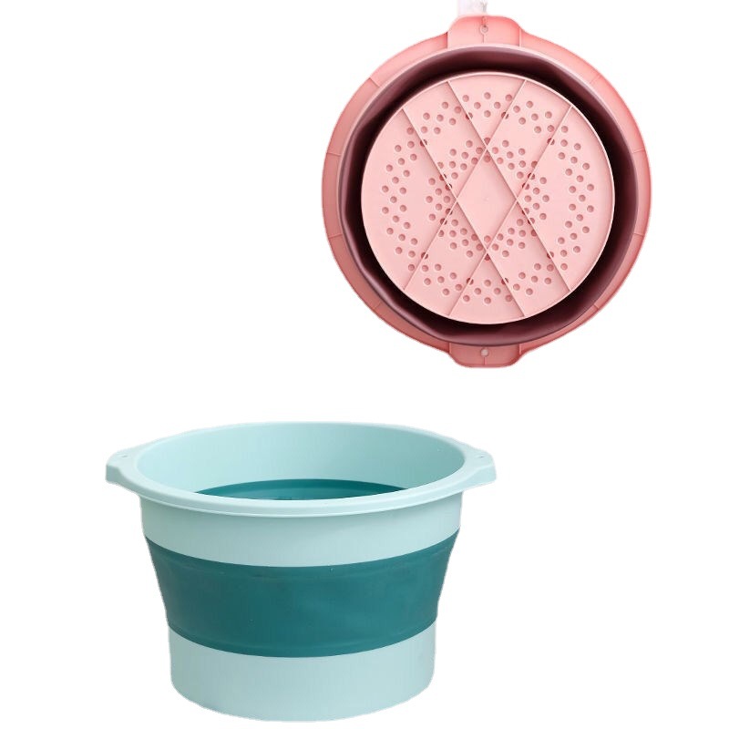 Dot Acupressuur Draagbare Eenvoudige Krimp Voetbad Emmer Thuis Slaapzaal Voet Wastafel Opvouwbare Voet Inweken Bad Emmer