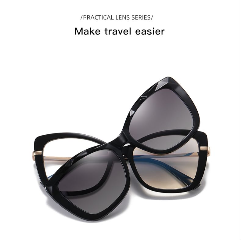 Gafas de sol con imán polarizado para mujer, lentes graduadas para miopía, montura con Clip,