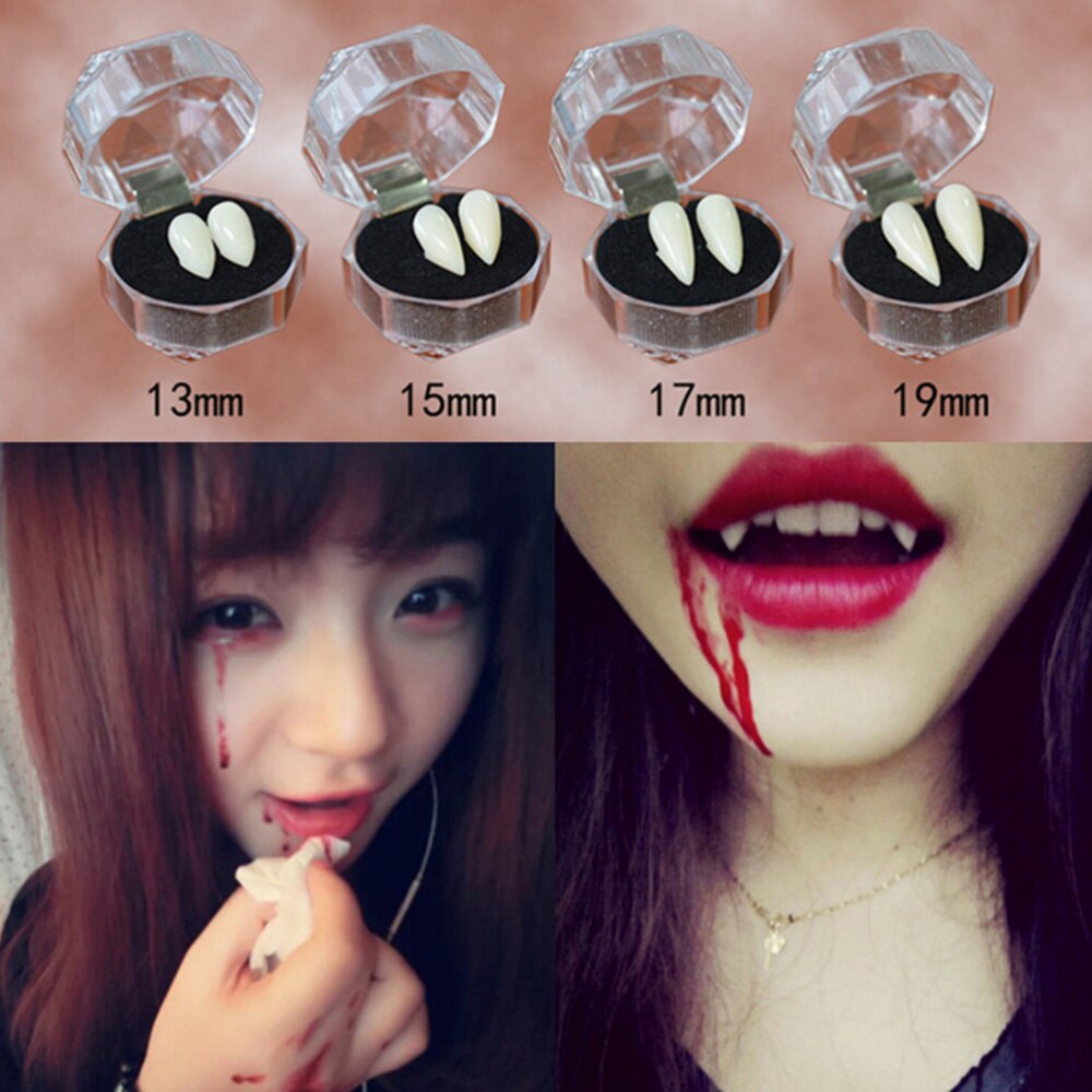 3 Paar Custom Fangs Cosplay Vampire Tanden Kunstgebit Halloween Party Props (2 Stuks 13Mm + 2 Stuks 15Mm + 2 Stuks 17Mm)