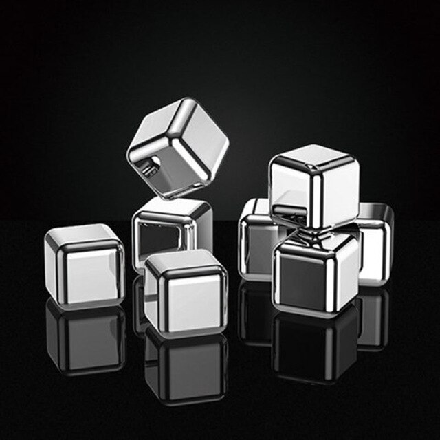 Reusable Stainless Steel Stones for Whiskey Stone Cubes for Wine Beer Juice Champagne Gadgets Vodka Ice Cube Kitchen Accessories: A-8pcs