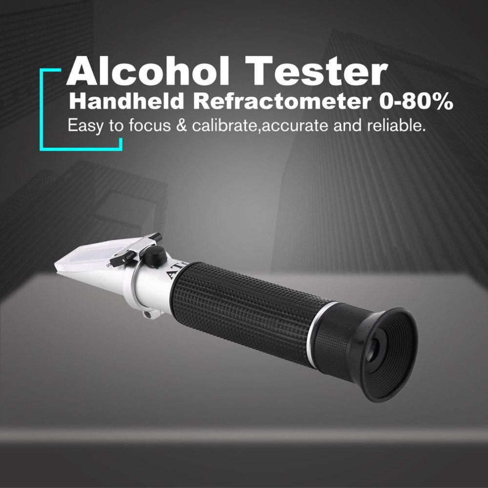 Handheld Refractometer 0-80% Optical Alcohol Liquor and Spirits Wiskey Vodka Content Meter Mini ATC Measuring Alcohol Tester
