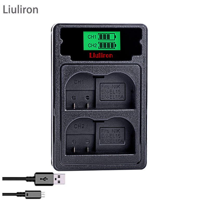 Batterie pour Nikon D500,D600,D610,D750,D7000,D7100,D7200,D800,D800E,D810,D810A v1, 2X EN EL15 EN-EL15 EN EL 15 EN EL15A