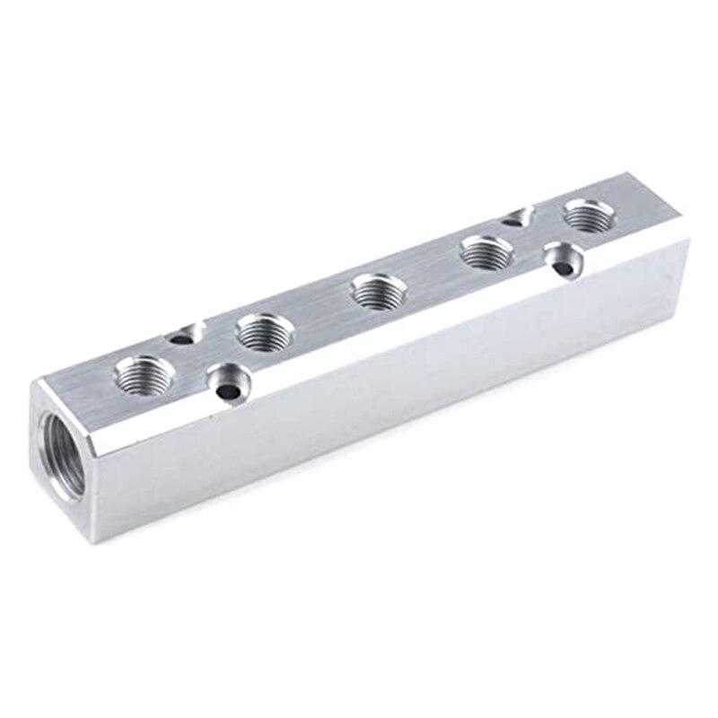 Colector neumático de aleación de aluminio, bloque de distribución de aire, G1/2, puerto de suministro, 1 paquete: 5 holes