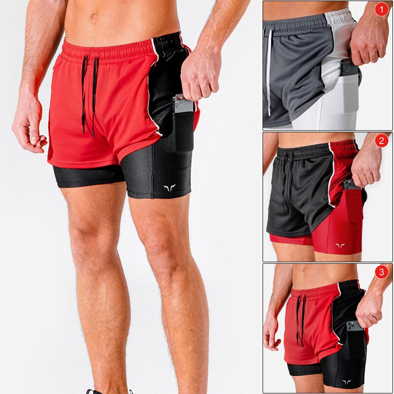 Men Sport Shorts Quick Drying Breathable with Pocket Stretchy for Fitness Summer B99