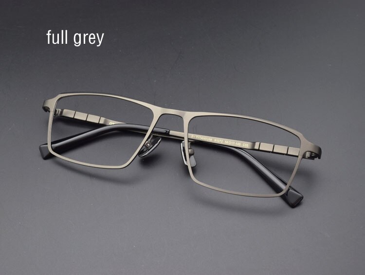 Montura de gafas de titanio puro para hombre, gafas graduadas de aleación de titanio, gafas plateadas súper ligeras, montura de gafas ópticas: full grey