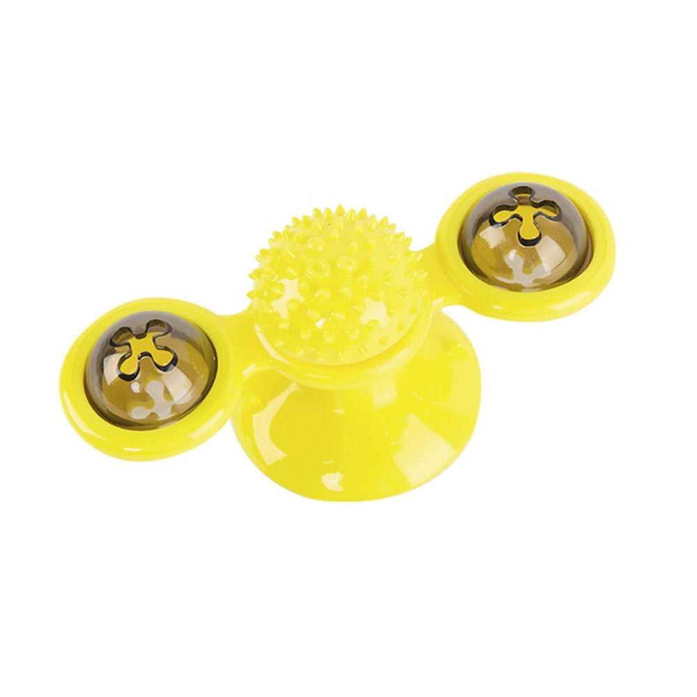juguete interactivo para mascotas, rompecabezas para gatos, entrenamiento giratorio, molino de bolas giratorio, juguetes para gatos, juegos para gatos, suministros para gatos, molino de viento: Yellow