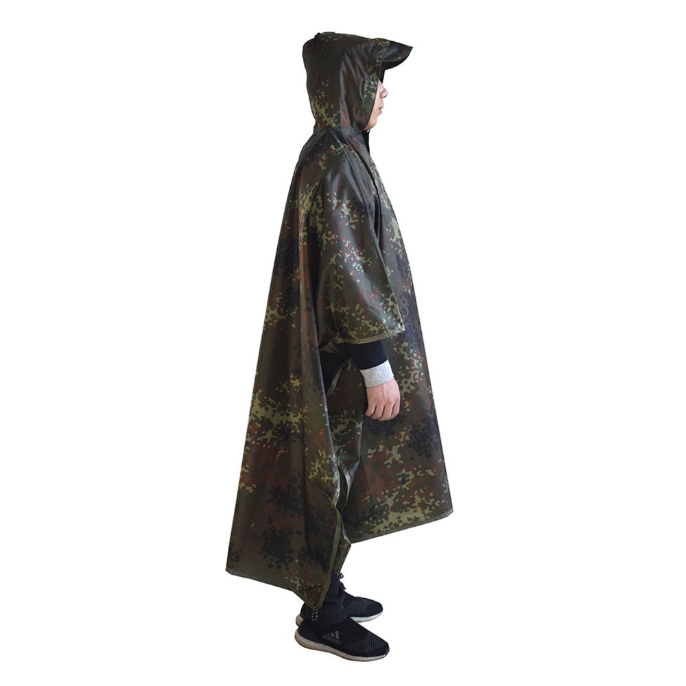 Tre-i-en multifunktions regnfrakke udendørs camouflage ghillie jakkesæt regnfrakke poncho kappe holdbart fiskeri camping regnudstyr